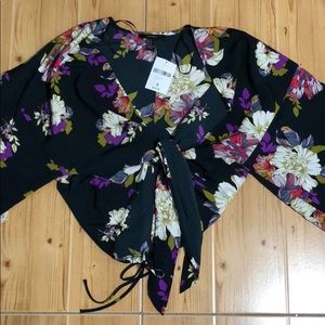 Kimono Front Tie Crop Top
